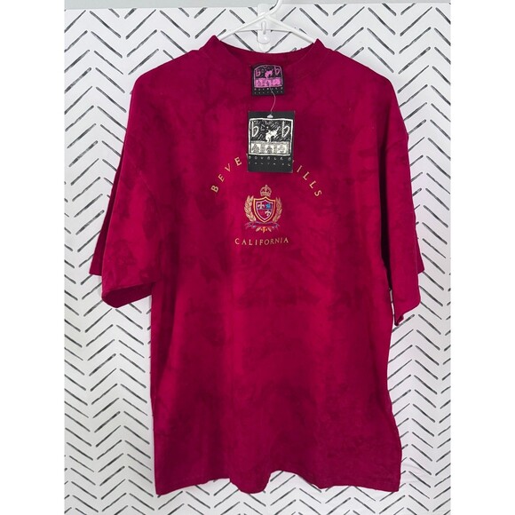 Nwt Vintage 90s Double B‎ Santa Fe Red tie-dye Beverly Hills California T-shirt - Picture 9 of 9